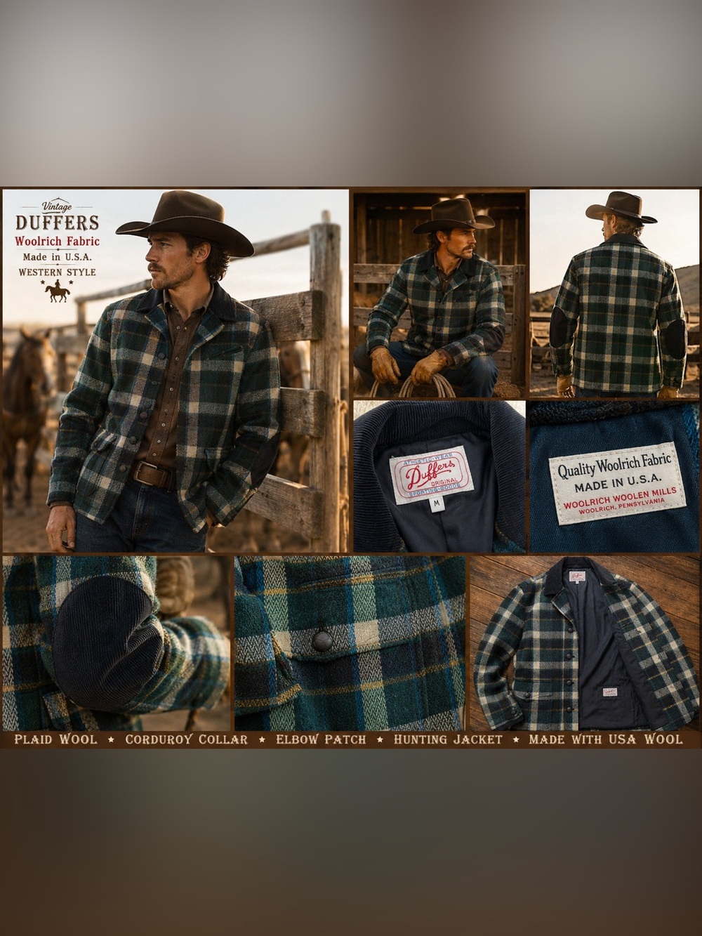 Men’s Green Plaid Hunting Jacket